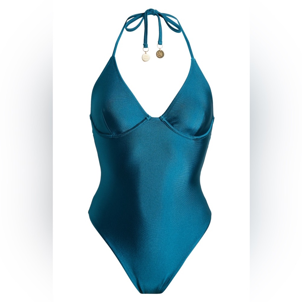 Kulani Kinis Teal Halter One-Piece Swimsuit